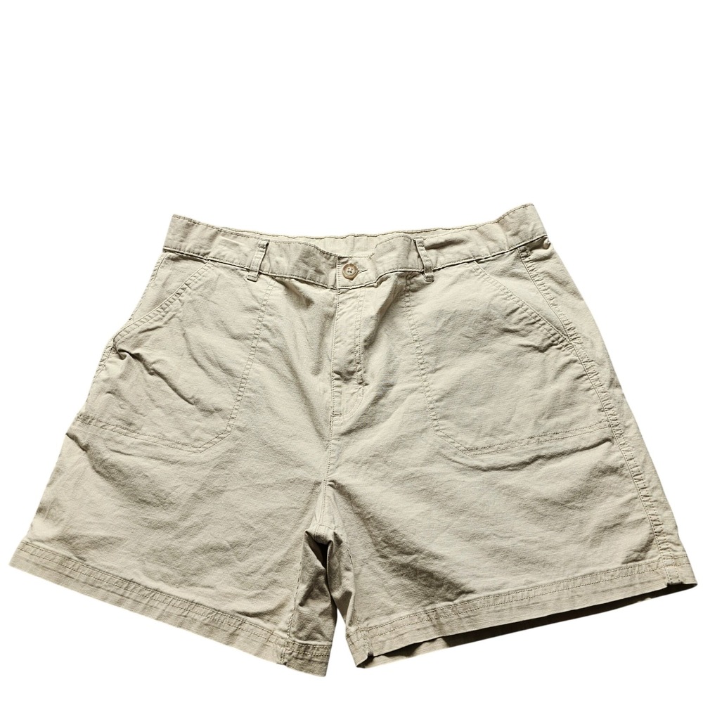 Eddie Bauer Utility Cargo Shorts Womens 14 Khaki Tan Outdoor Hiking Casual 5417